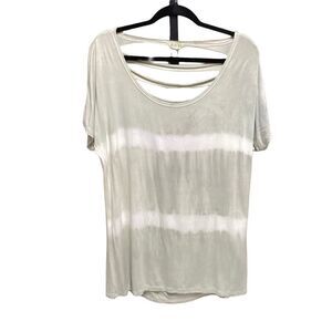 POL Olive & Cream Tie Dye Cut-Out Back Top Size Large